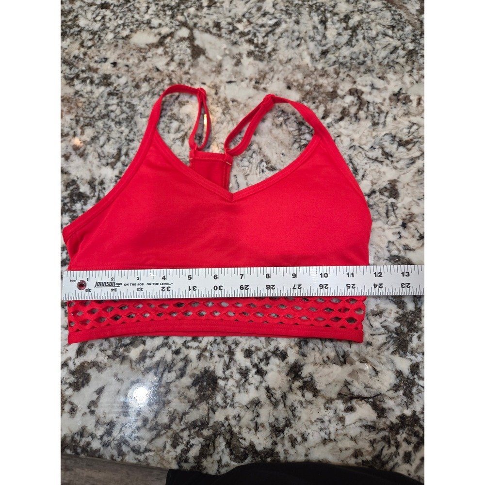 Victoria's Secret PINK Ultimate Red Mesh Lattice Sports Bra XS Racerback - Picture 5 of 5